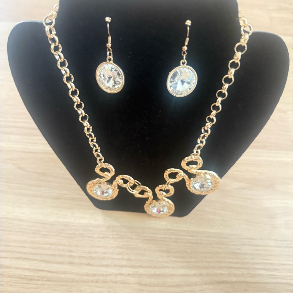 Paparazzi Gold Necklace Set with Clear Accents
